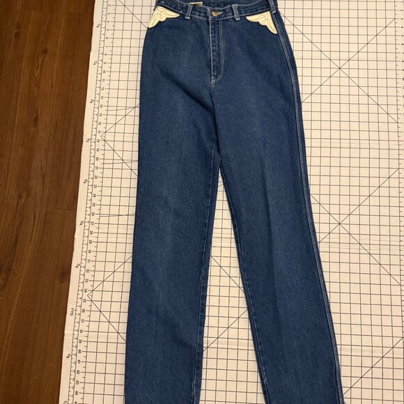 1980s Fancy Ass Jeans with Off-White Leather Pocket Detail - Picture 1 of 16